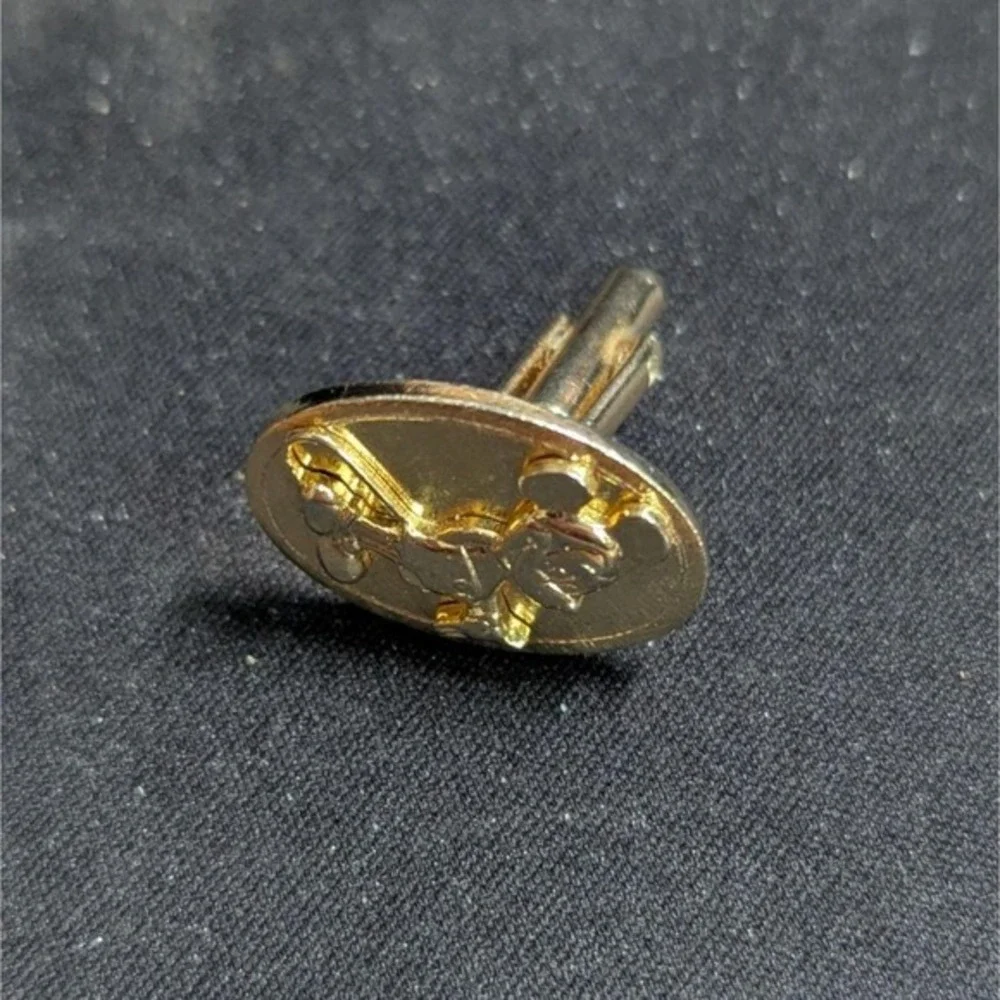 Disney Mickey Mouse Gold-Tone Oval Single Cufflink Replacement Toggle Back‎